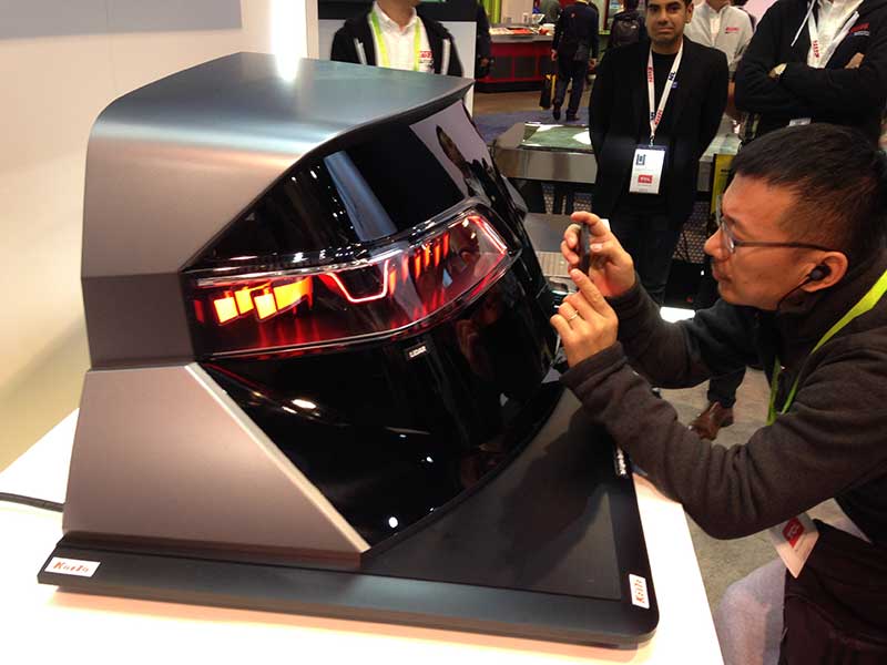 Tail lamp display at CES - see more innovations in automotive plastics in the Prospector Knowledge Center!
