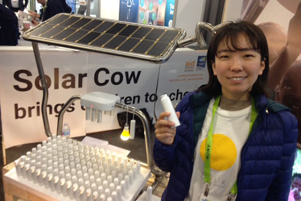 Designer and Yolk CEO SungUn Chang displays her Solar Cow at CES 2019.