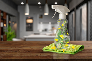 Spray bottle with flowers