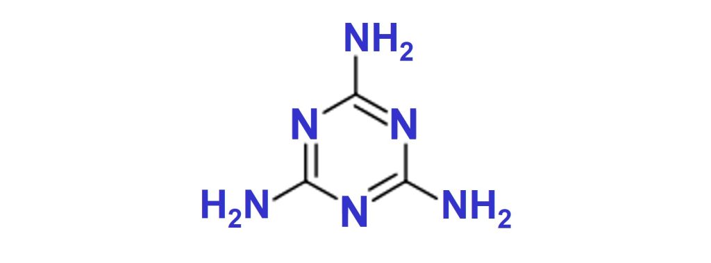 Chemical structure of melamine.